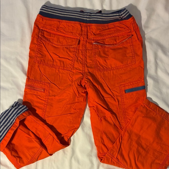 Mini Boden Orange Cargo Pants with Blue Striped Waistband - Picture 3 of 8